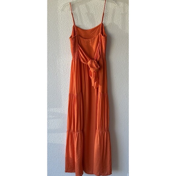 Lush Women's Maxi Dress Tie Back Size Small Orange Adjustable Straps Tiered Boho - Picture 6 of 13